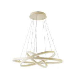 Arcchio LED-riippuvalaisin Albiona, beige, 3 rengasta, halkaisija 80 cm