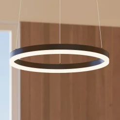 Arcchio LED-riippuvalaisin Albiona, musta, 1 rengas, Ø 40 cm