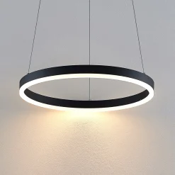 Arcchio LED-riippuvalaisin Albiona, musta, 1 rengas, Ø 40 cm