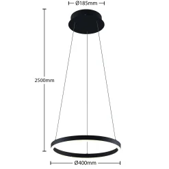 Arcchio LED-riippuvalaisin Albiona, musta, 1 rengas, Ø 40 cm