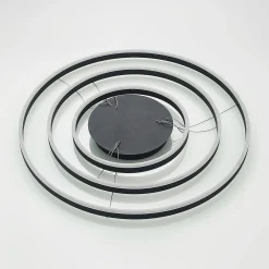 Arcchio LED-riippuvalaisin Albiona, musta, 3 rengasta, Ø 80 cm