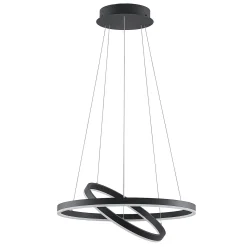 Arcchio LED-riippuvalaisin Albiona, musta, 2 rengasta, Ø 60 cm