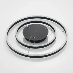 Arcchio LED-riippuvalaisin Albiona, musta, 2 rengasta, Ø 60 cm