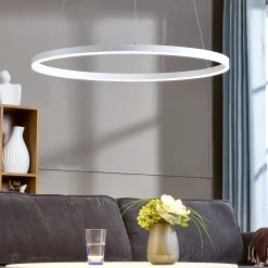 Arcchio LED-riippuvalaisin Albiona, valkoinen, 1 rengas, Ø 80 cm