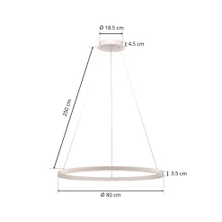 Arcchio LED-riippuvalaisin Albiona, valkoinen, 1 rengas, Ø 80 cm