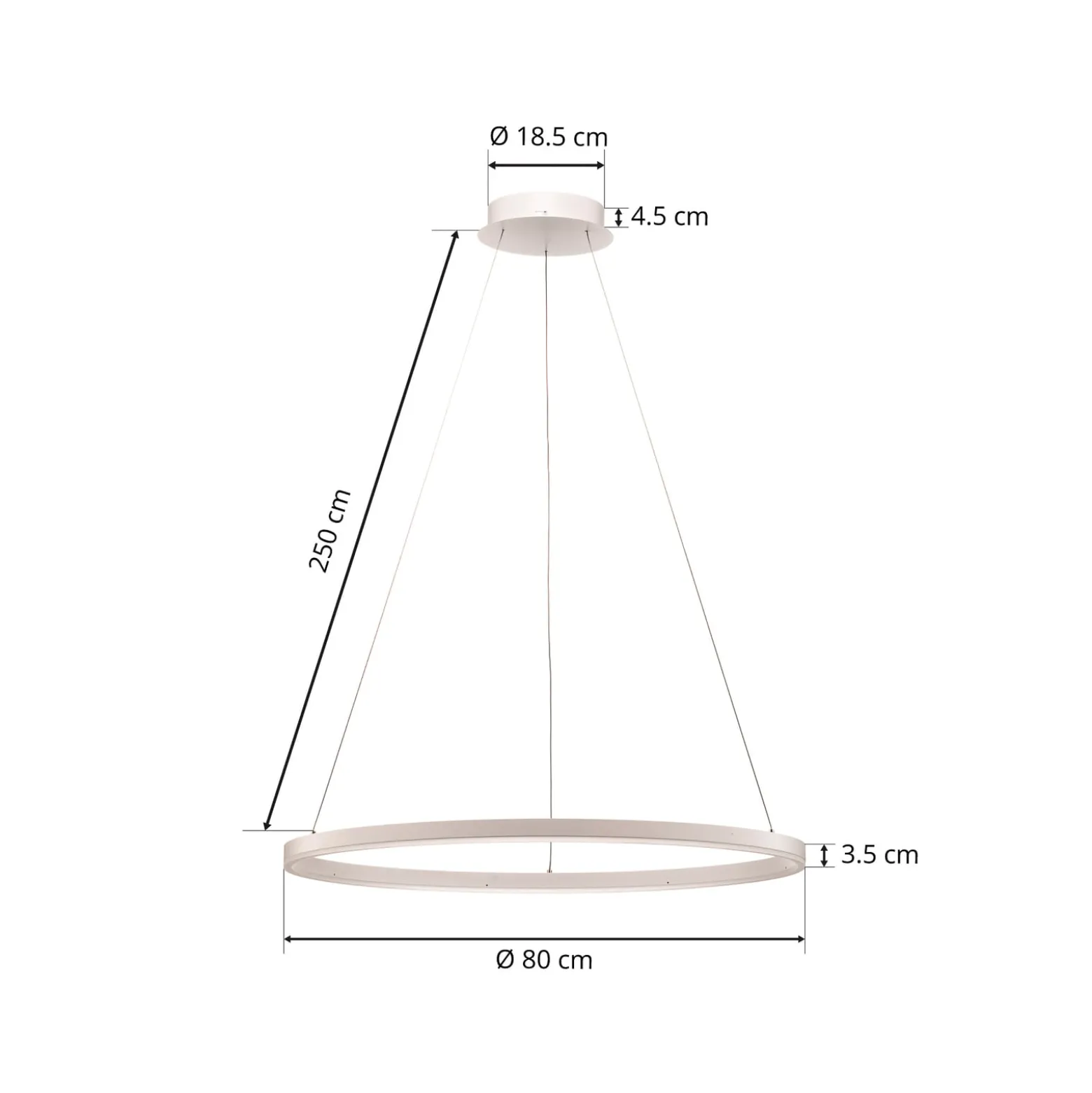Arcchio LED-riippuvalaisin Albiona, valkoinen, 1 rengas, Ø 80 cm