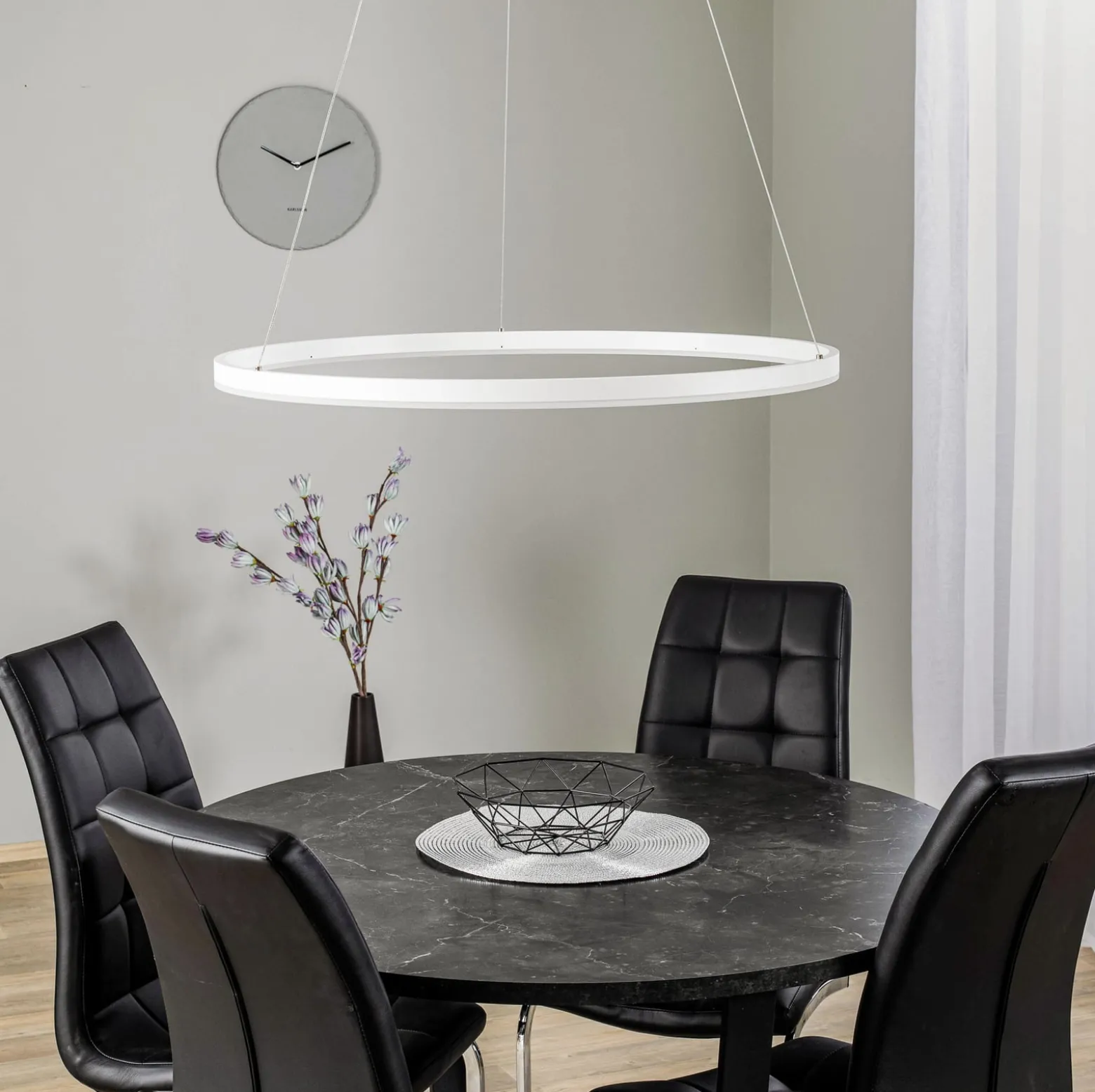 Arcchio LED-riippuvalaisin Albiona, valkoinen, 1 rengas, Ø 80 cm