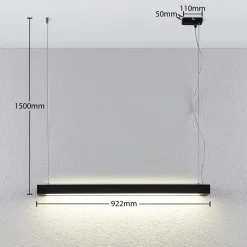 Arcchio LED-riippuvalaisin Cuna, 92 cm, musta, metallia