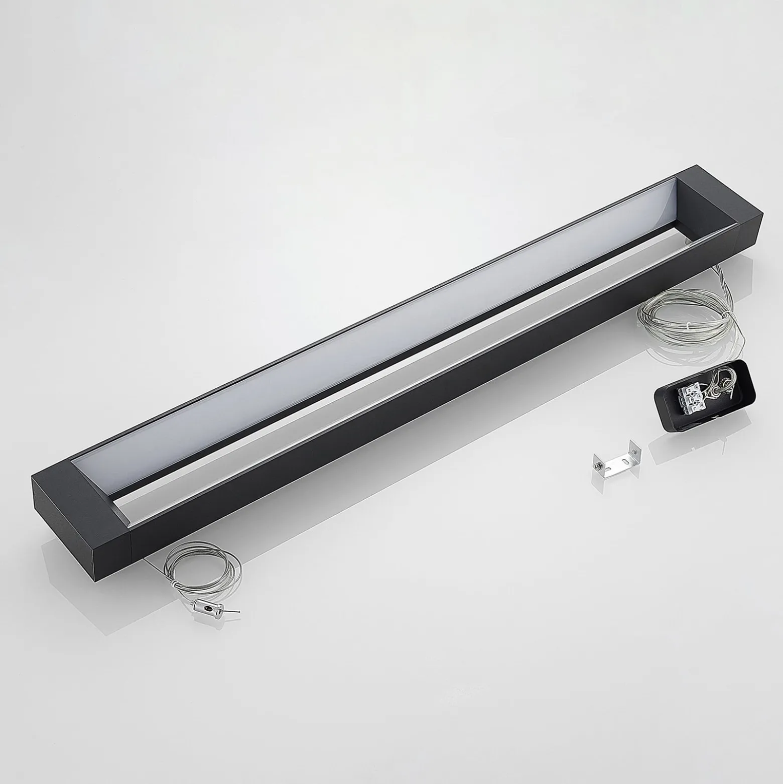 Arcchio LED-riippuvalaisin Cuna, 92 cm, musta, metallia