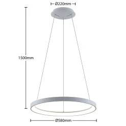 Arcchio LED-riippuvalaisin Vivy, Ø 58 cm, valkoinen, metalli