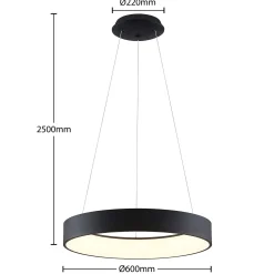 Arcchio LED-ripustusvalaisin Aleksi, Ø 60 cm, musta, metalli, CCT