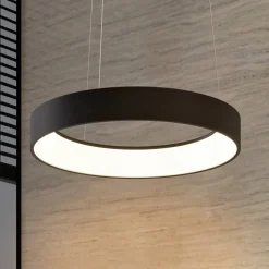 Arcchio LED-ripustusvalaisin Aleksi, Ø 60 cm, musta, metalli, CCT