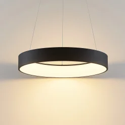 Arcchio LED-ripustusvalaisin Aleksi, Ø 60 cm, musta, metalli, CCT