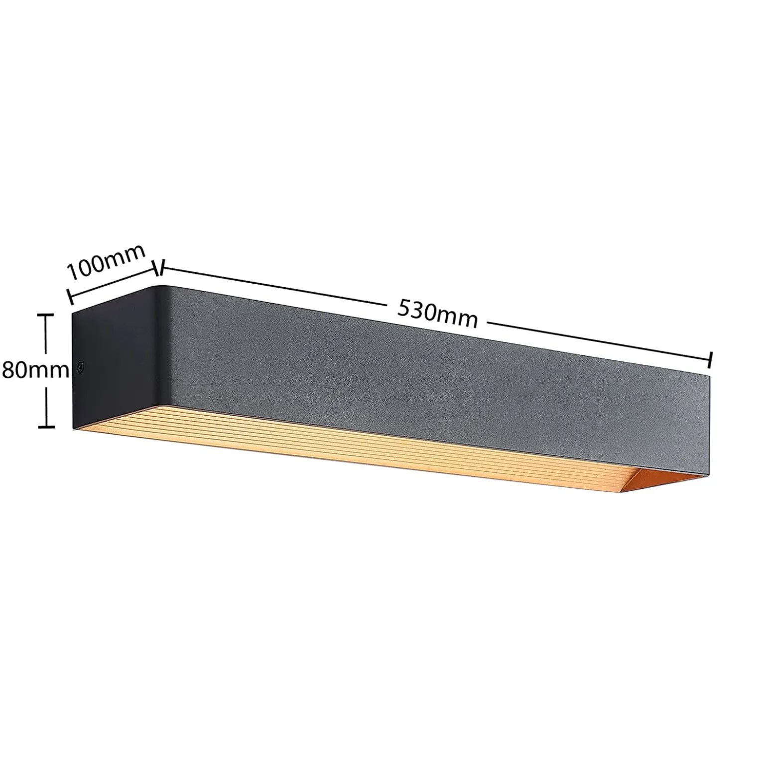 Arcchio LED-seinävalaisin Karam, 53 cm, musta, metalli, ylös/alas