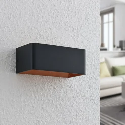 Arcchio LED-seinävalaisin Karam, 20 cm, musta, metalli, ylös/alas -valaisin
