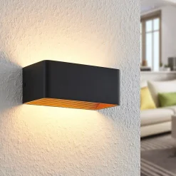 Arcchio LED-seinävalaisin Karam, 20 cm, musta, metalli, ylös/alas -valaisin