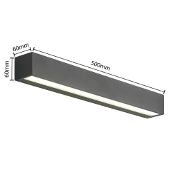 Arcchio LED-seinävalaisin Lengo, 50 cm, 2-lamppuinen, antrasiitti, CCT