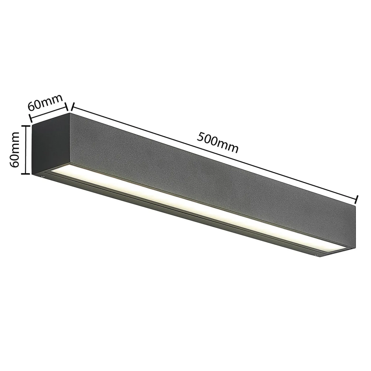Arcchio LED-seinävalaisin Lengo, 50 cm, 2-lamppuinen, antrasiitti, CCT