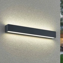 Arcchio LED-seinävalaisin Lengo, 50 cm, 2-lamppuinen, antrasiitti, CCT