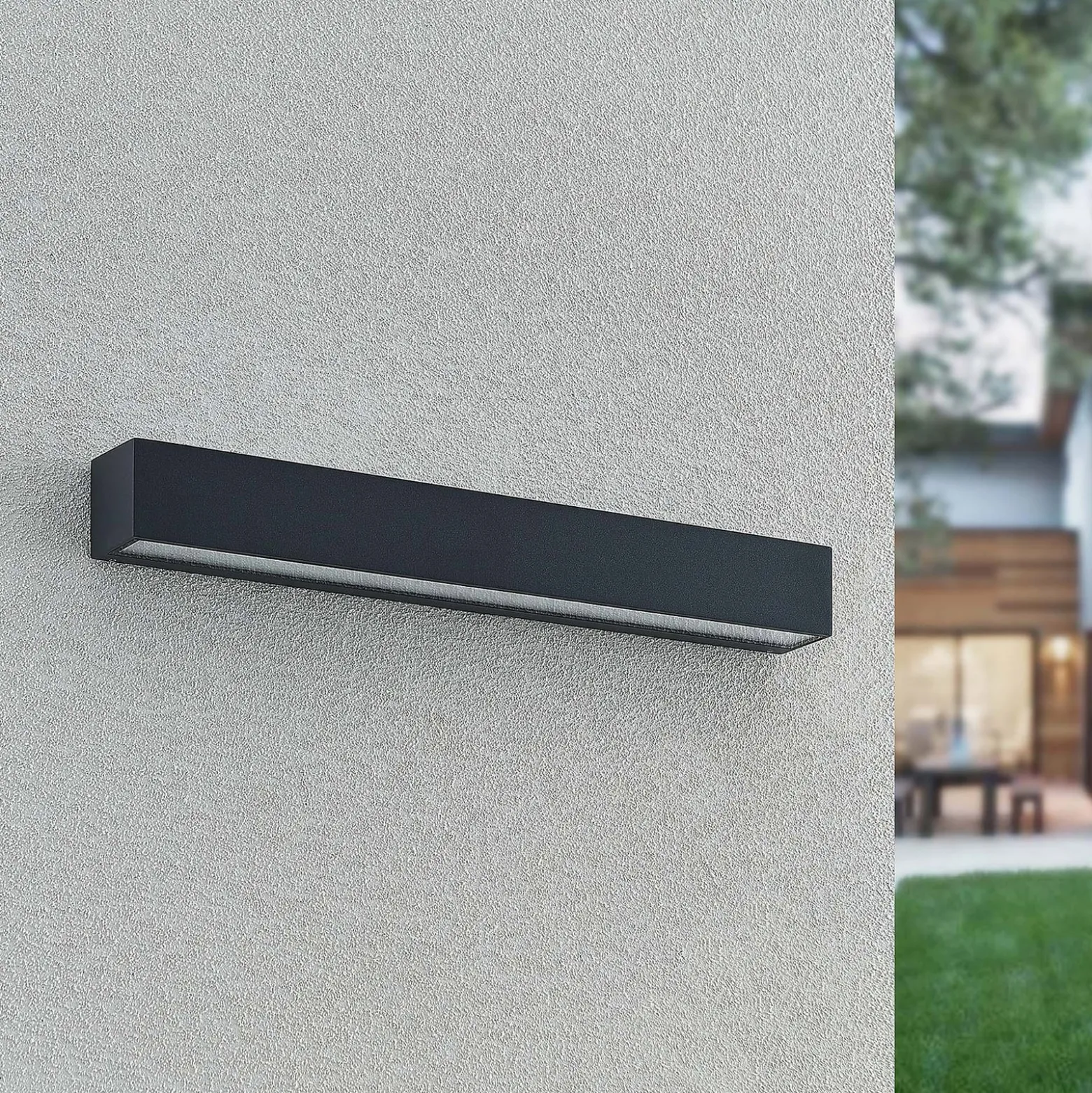 Arcchio LED-seinävalaisin Lengo, 50 cm, 2-lamppuinen, antrasiitti, CCT