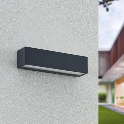 Arcchio LED-seinävalaisin Lengo, 25 cm, 2-lamppuinen, antrasiitti, CCT
