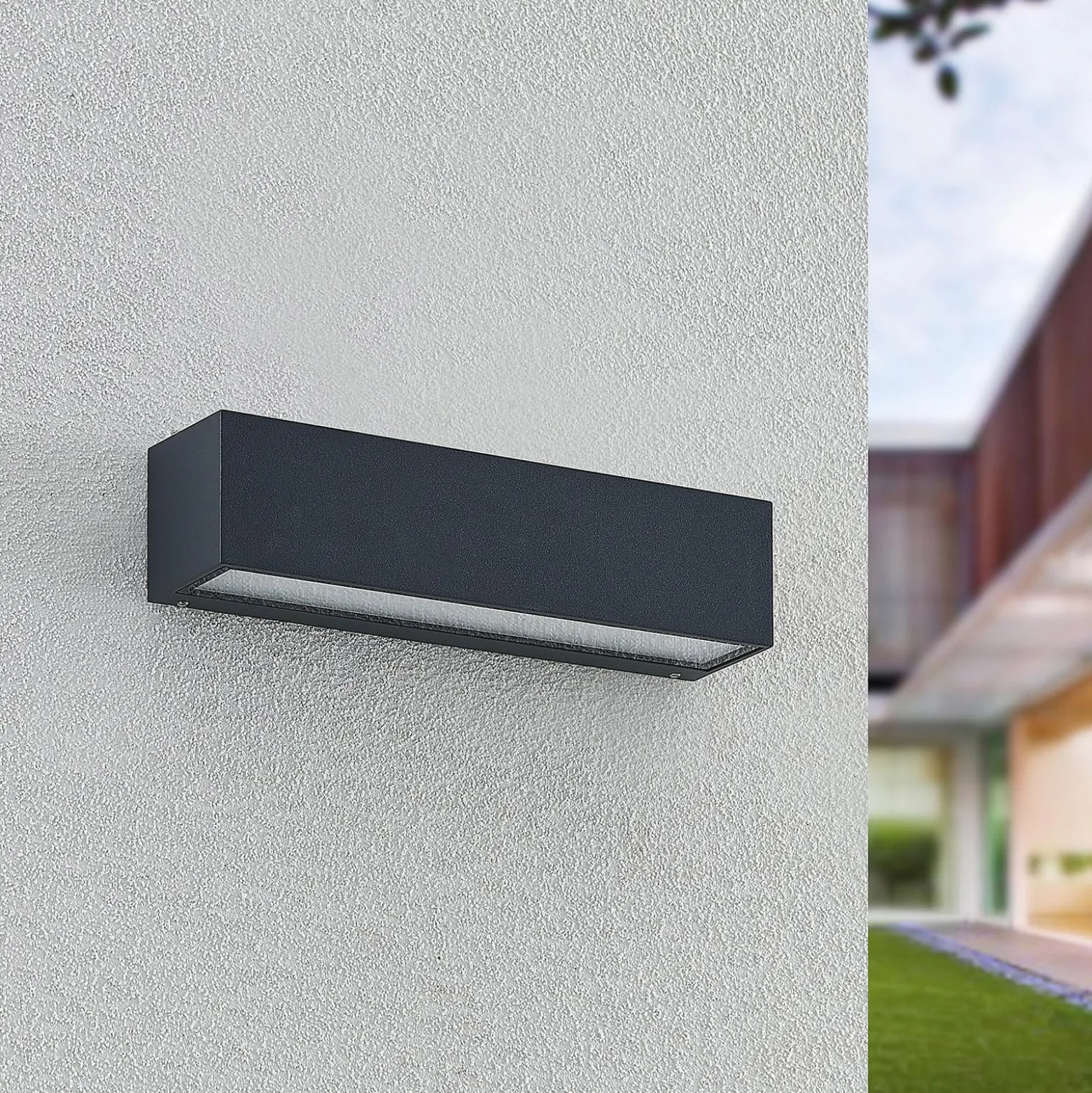Arcchio LED-seinävalaisin Lengo, 25 cm, 2-lamppuinen, antrasiitti, CCT