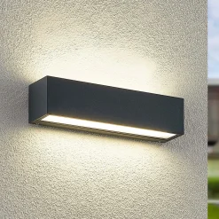Arcchio LED-seinävalaisin Lengo, 25 cm, 2-lamppuinen, antrasiitti, CCT