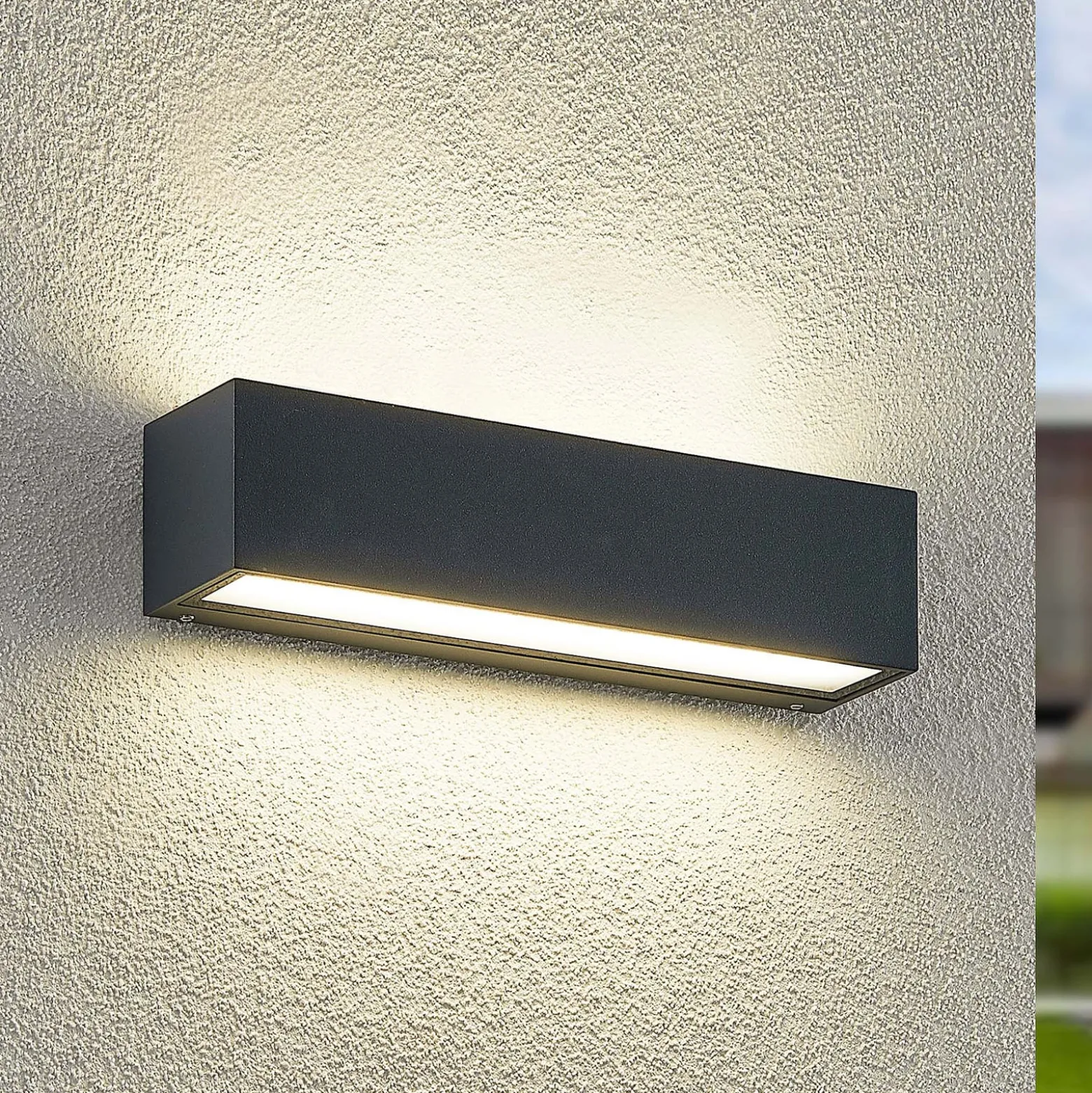 Arcchio LED-seinävalaisin Lengo, 25 cm, 2-lamppuinen, antrasiitti, CCT