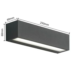 Arcchio LED-seinävalaisin Lengo, 25 cm, 1-lamppuinen, antrasiitti, CCT