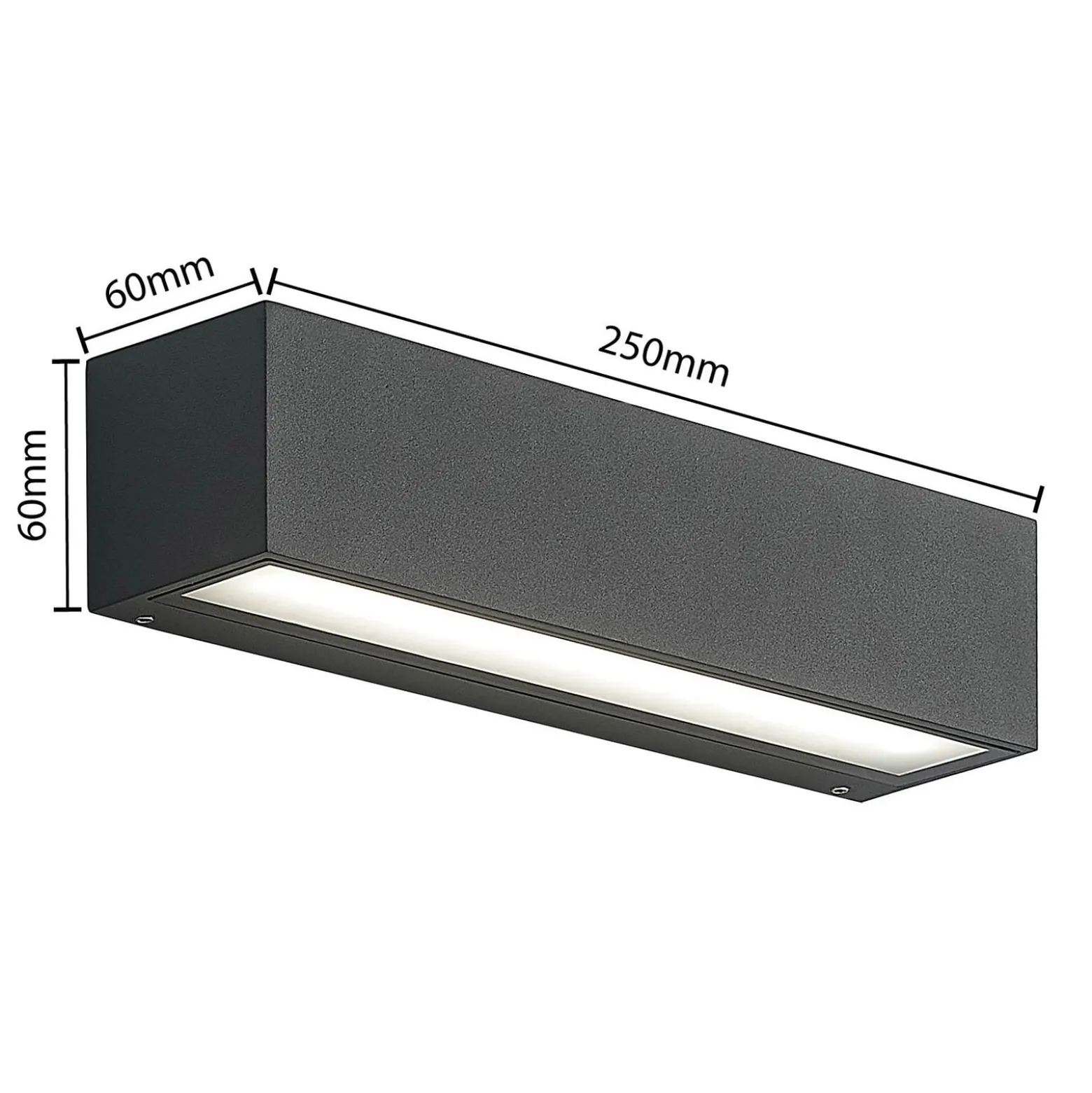 Arcchio LED-seinävalaisin Lengo, 25 cm, 1-lamppuinen, antrasiitti, CCT