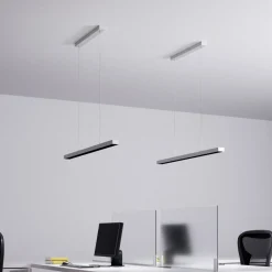 Arcchio LED toimisto-riippuvalaisin Jolinda, hopea, 118cm, ylös/alas, ylös/alas
