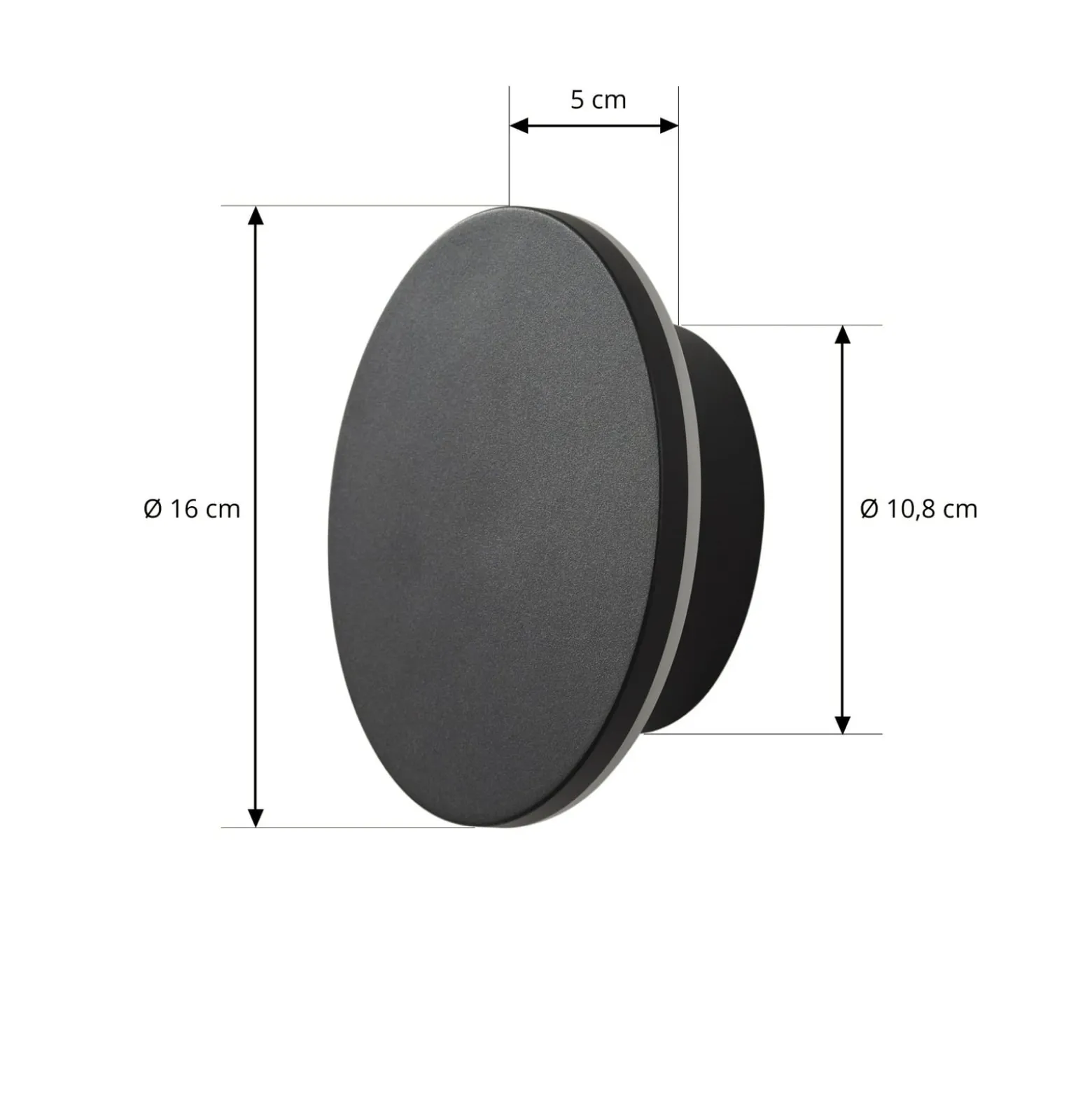 Arcchio LED-ulkoseinälamppu Gravo, Ø 16 cm, musta, IP65