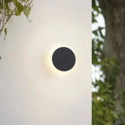 Arcchio LED-ulkoseinälamppu Gravo, Ø 16 cm, musta, IP65