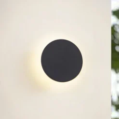 Arcchio LED-ulkoseinälamppu Gravo, Ø 16 cm, musta, IP65