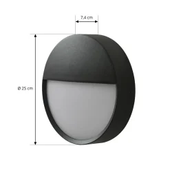 Arcchio LED-ulkoseinälamppu Gravo, halkaisija 25 cm, musta, IP65