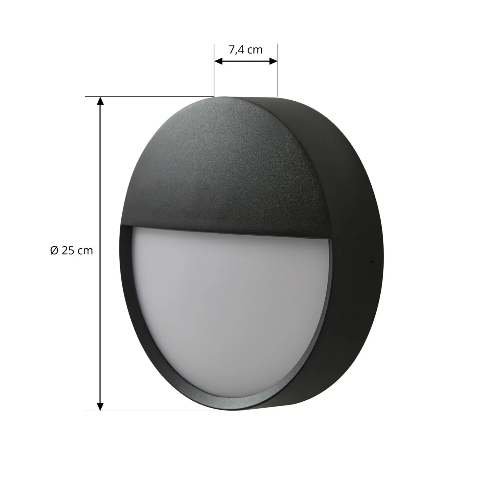 Arcchio LED-ulkoseinälamppu Gravo, halkaisija 25 cm, musta, IP65