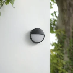 Arcchio LED-ulkoseinälamppu Gravo, halkaisija 25 cm, musta, IP65