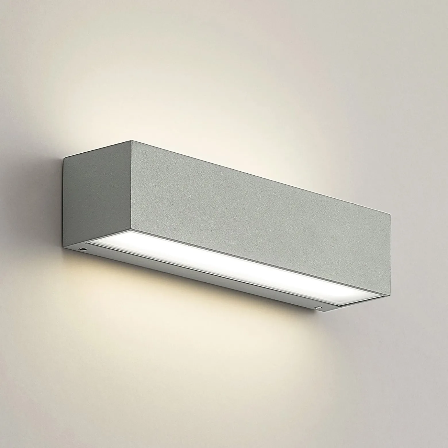 Arcchio LED-ulkoseinälamppu Lengo, 25 cm, 2-lamppuinen, harmaa, CCT