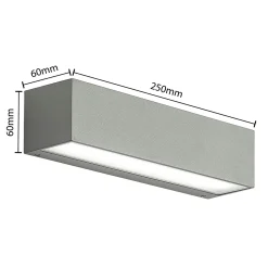 Arcchio LED-ulkoseinälamppu Lengo, 25 cm, 2-lamppuinen, harmaa, CCT