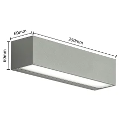 Arcchio LED-ulkoseinälamppu Lengo, 25 cm, 2-lamppuinen, harmaa, CCT