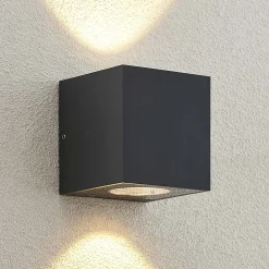 Arcchio LED-ulkoseinälamppu Tassnim, 2-lamppuinen, antrasiitti, IP65
