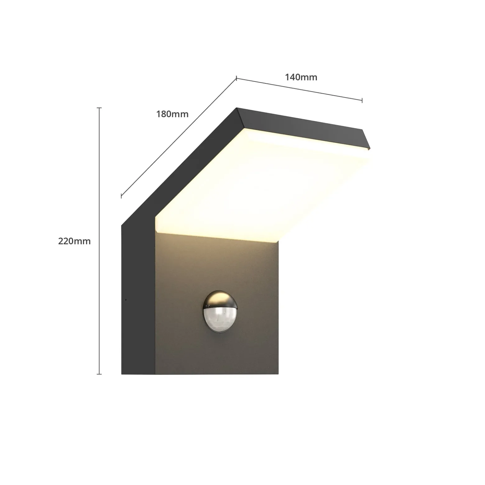 Arcchio LED-ulkoseinävalaisin Yolena, anturi, antrasiitti, alumiini