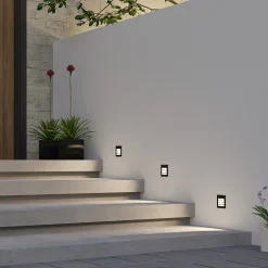 Arcchio LED upotettava seinävalaisin Zamo, rasteri, musta, IP65