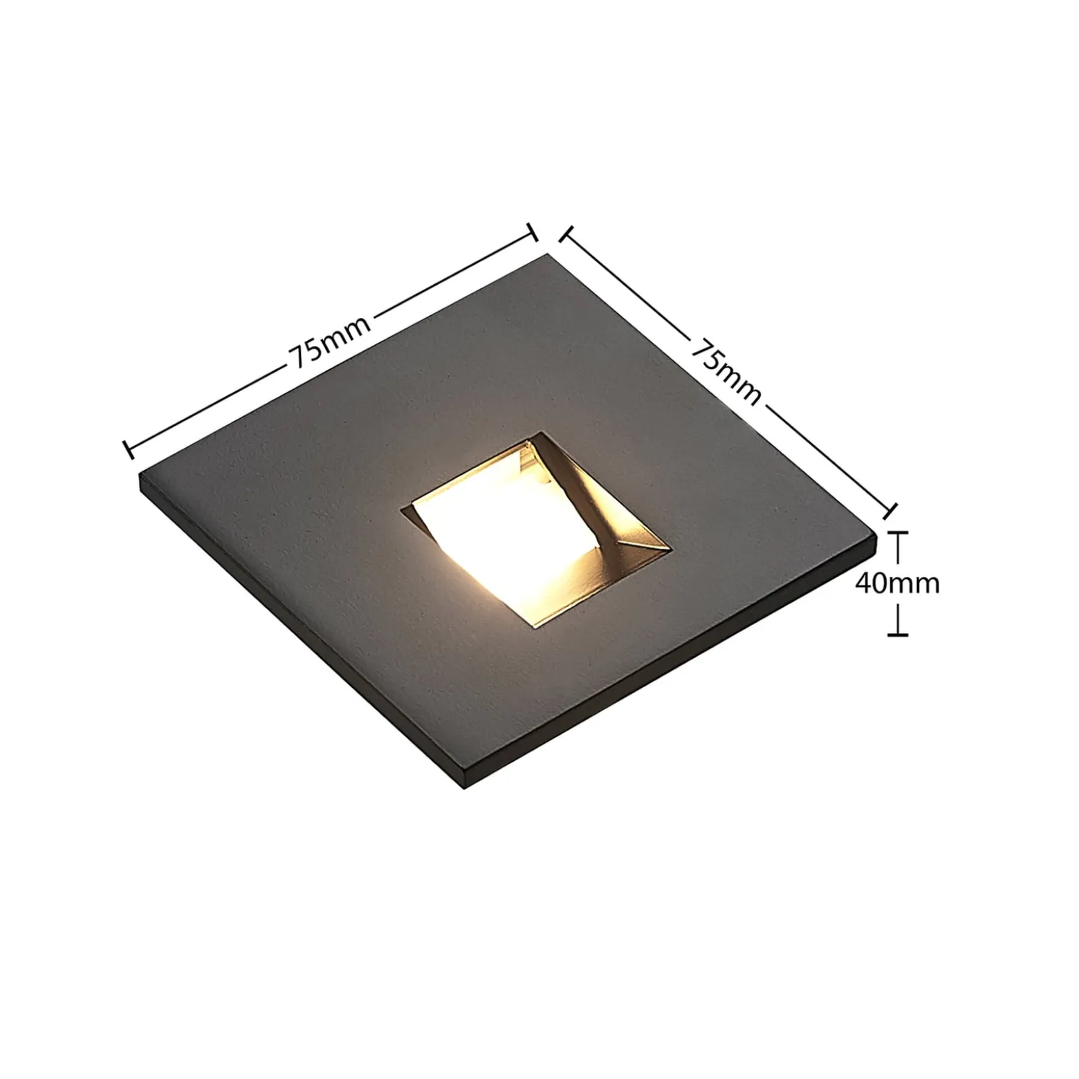 Arcchio LED uppoasennusvalaisin Vexi, 7,5 cm x 7,5 cm, musta, CCT