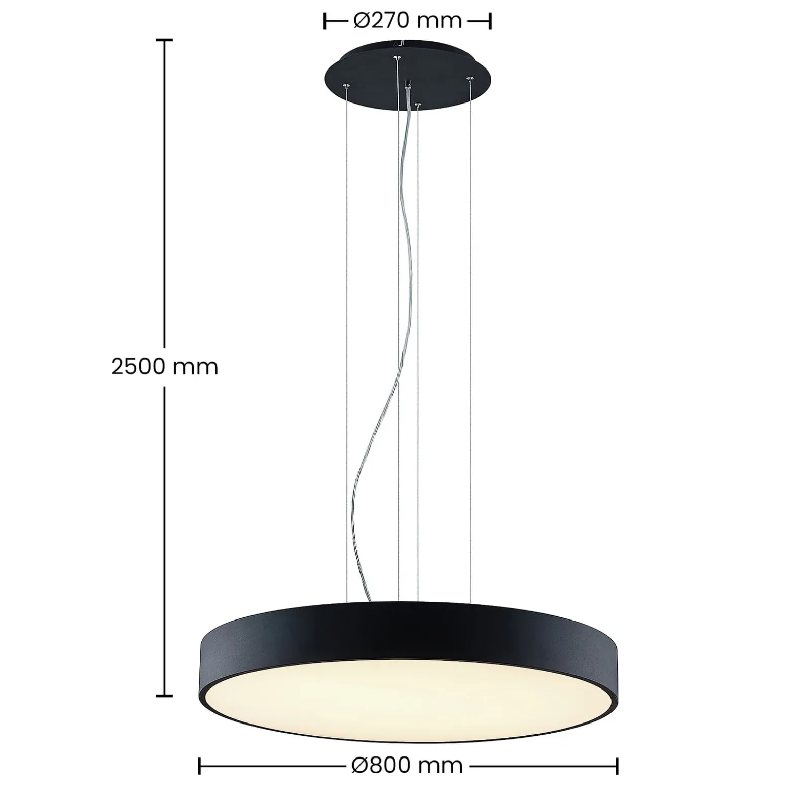 Arcchio Noabelle -LED-riippuvalaisin, musta, 80 cm