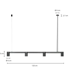 Arcchio riippuvalaisin Brinja, musta, 120 cm, 4-lamppuinen, GU10