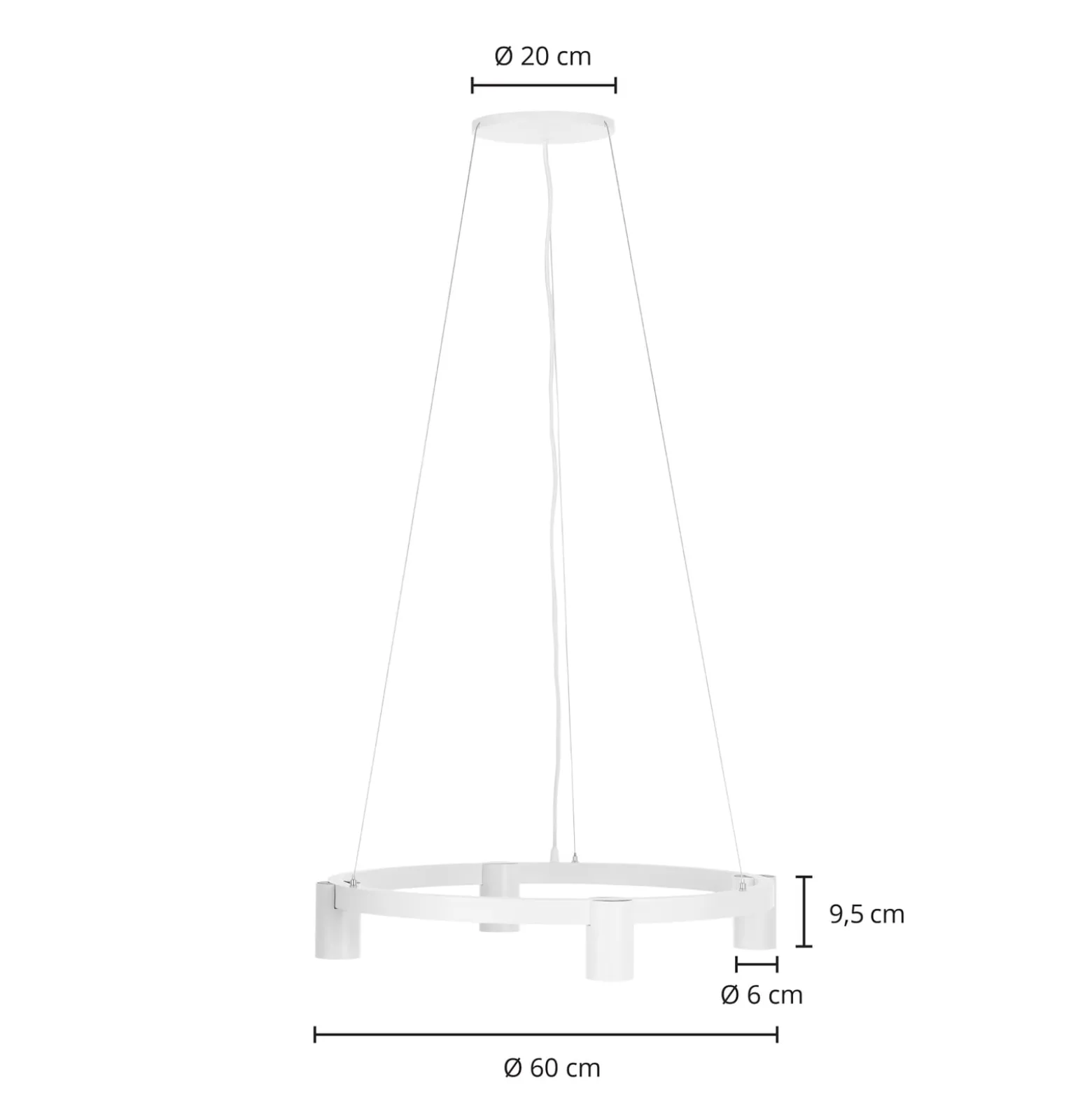 Arcchio riippuvalaisin Brinja, valkoinen, Ø 64 cm, 4-lamppuinen, GU10
