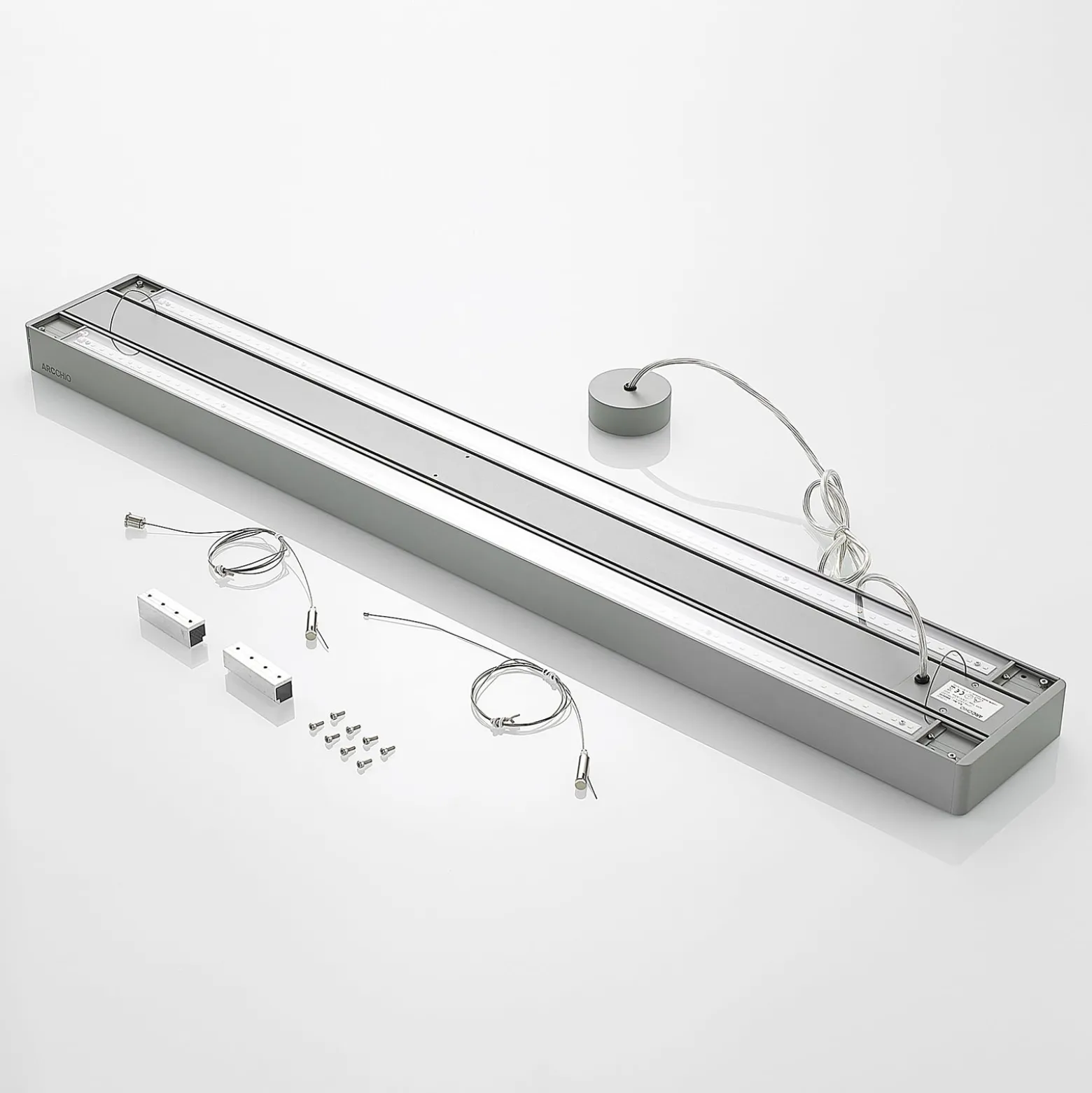 Arcchio Susi LED toimisto-riippuvalaisin, hopea, 120 cm, 4000K, DALI