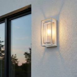 Arcchio ulkoseinävalaisin Ismera, valkoinen, IP65, lasi, E27