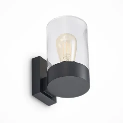 Arcchio ulkoseinävalaisin Liljana, musta, 21 cm, IP65, lasi